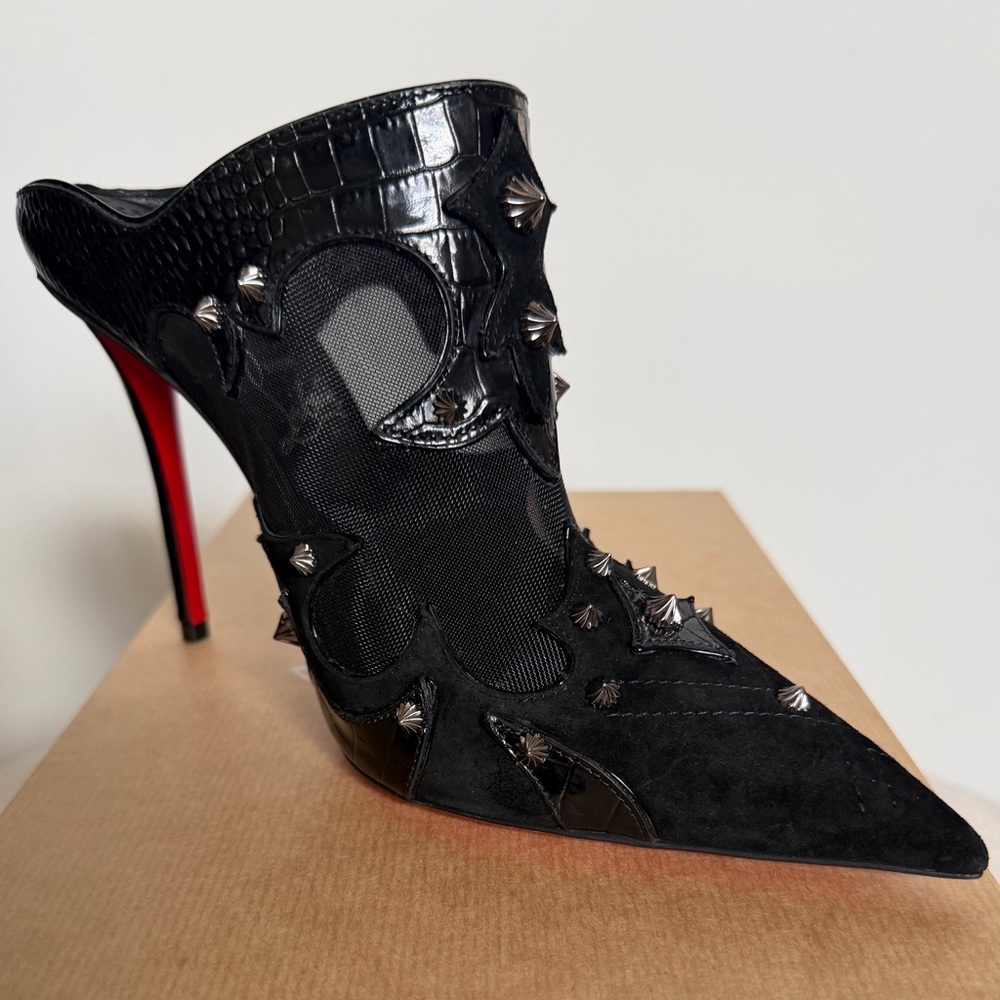 Christian Louboutin Black Mulatiag Spiked Mules - Picture 4 of 12